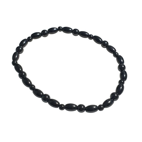Large Wrist 9 In Black Magnetic Hematite Bead Stretch Bracelet Healing Gift - Picture 1 of 3